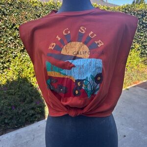 Big Sur Cali crop tee size XL orange